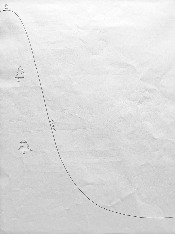 Risba iz Fškove skicirke, ob kateri se mu je leta 2006 porodila zamisel za igro Line Rider.