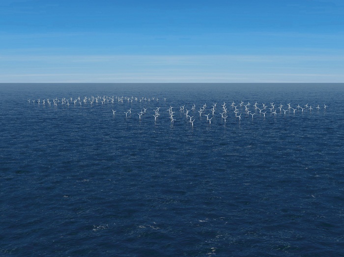 Eno največjih vetrnih polj na morju, projekt genimi na Nizozemskem, ima nazivno moč 600 megawatov, približno toliko kot TEŠ 6.