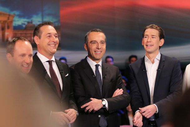 Matthias Strolz, Heinz-Christian Strache, Christian Kern in Sebastian Kurz.