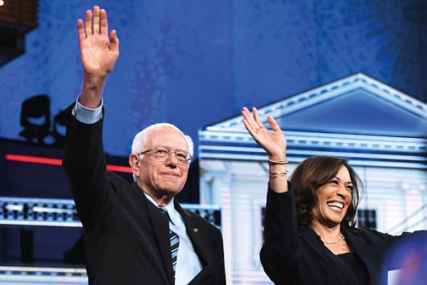 Bernie Sanders in Kamala Harris, demokrata, ki naj bi predstavljala največjo grožnjo Donaldu Trumpu 