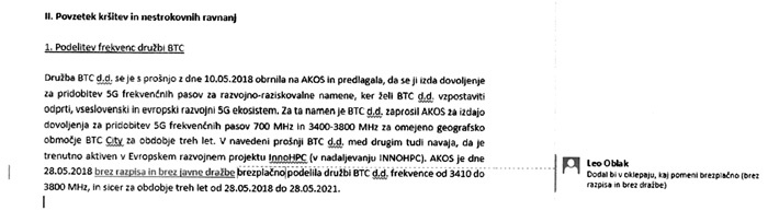 Faksimile utemeljitve o njeni razrešitvi, ki jo je obravnaval svet agencije in iz katere je očitno, da jo je pomagal sestavljati Oblak.