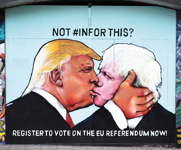 Trump ni le eden. Takih, kot je on, je veliko. Naslednji je Boris Johnson. (Na fotografiji grafit iz Bristola pred referendumom o brexitu leta 2016)