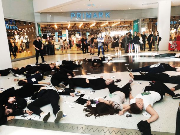Protest pred odprtjem trgovine Primark v Ljubljani 