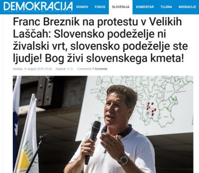 Naslov članka na spletnem portalu Demokracije