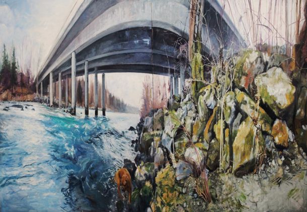 Jurij Kalan, Sprehod II, olje na platnu, 2019