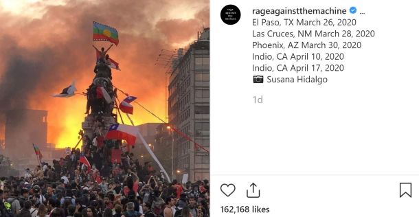 Objava zasedbe Rage Against the Machine na Instagramu