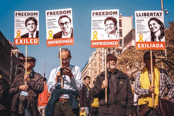 Eden od številnih katalonskih protestov za osvoboditev preganjanih osamosvojiteljev 