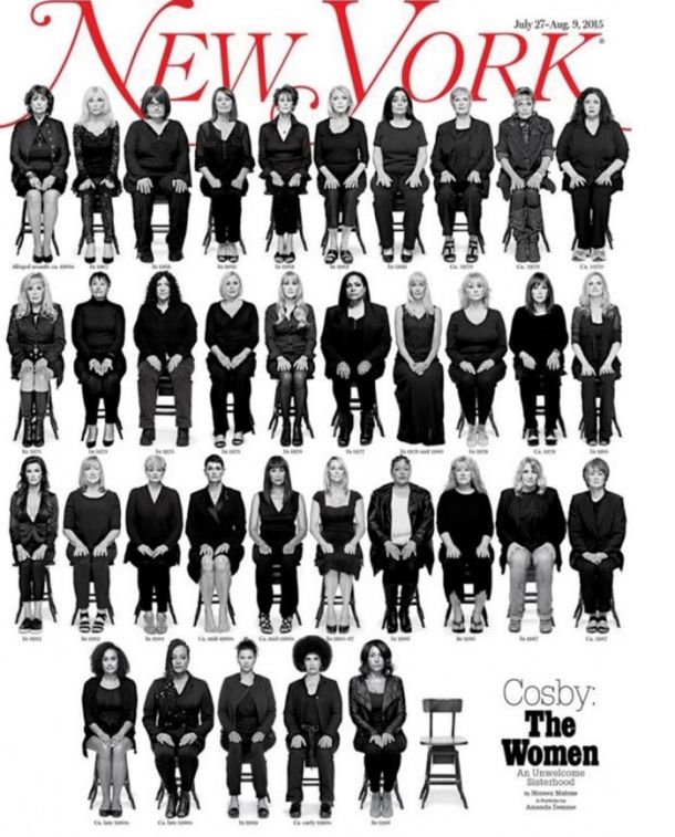 35 žensk, ki so Billa Cosbyja obtožile seksualnega napada, na naslovnici revije New York Magazine leta 2015