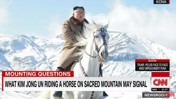 CNN: Kaj sporoča severnokorejski predsednik na konju na sveti gori?