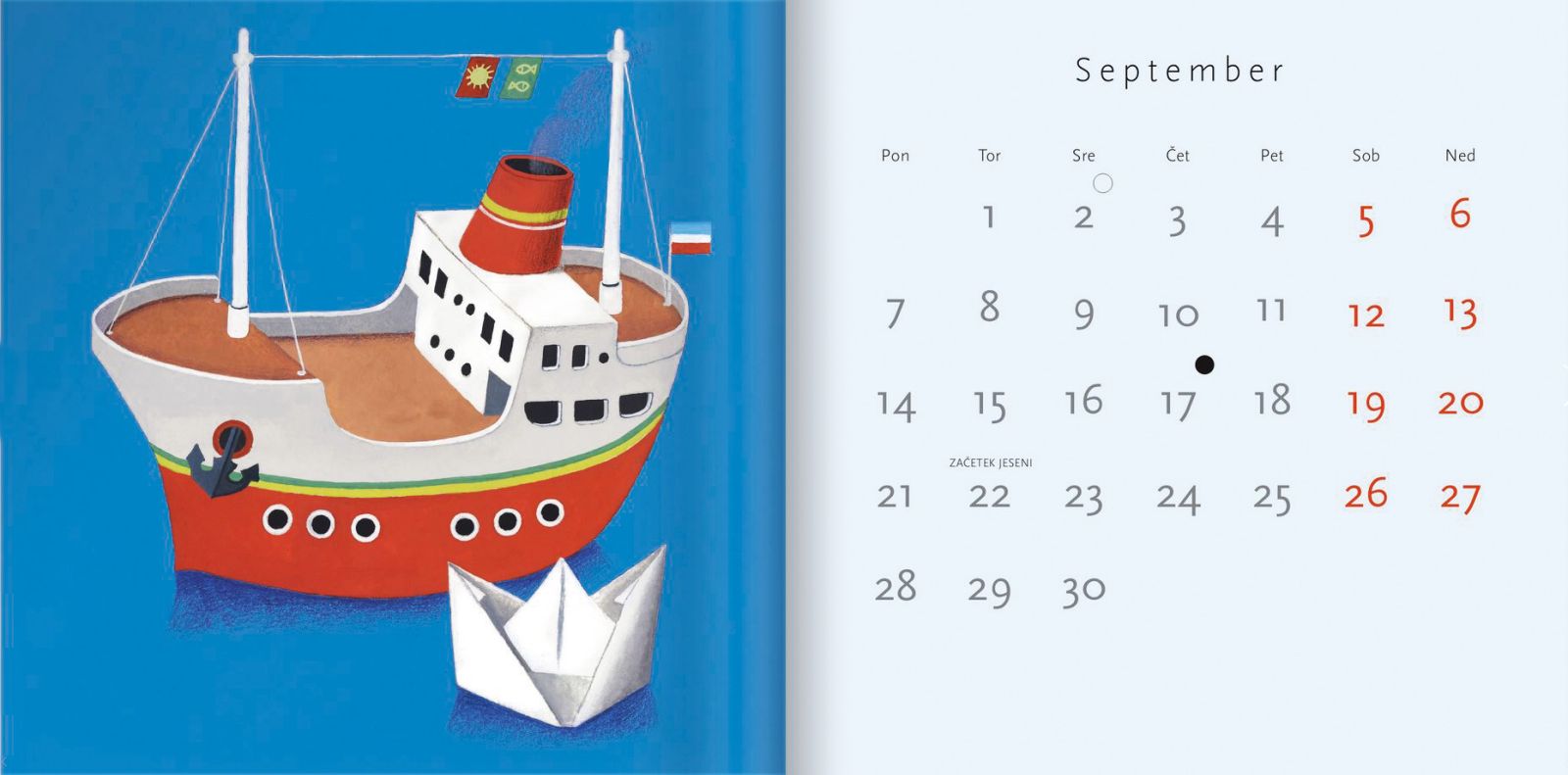 Ladjica z zastavo brez rdeče zvezde (iz koledarja za leto 2020)