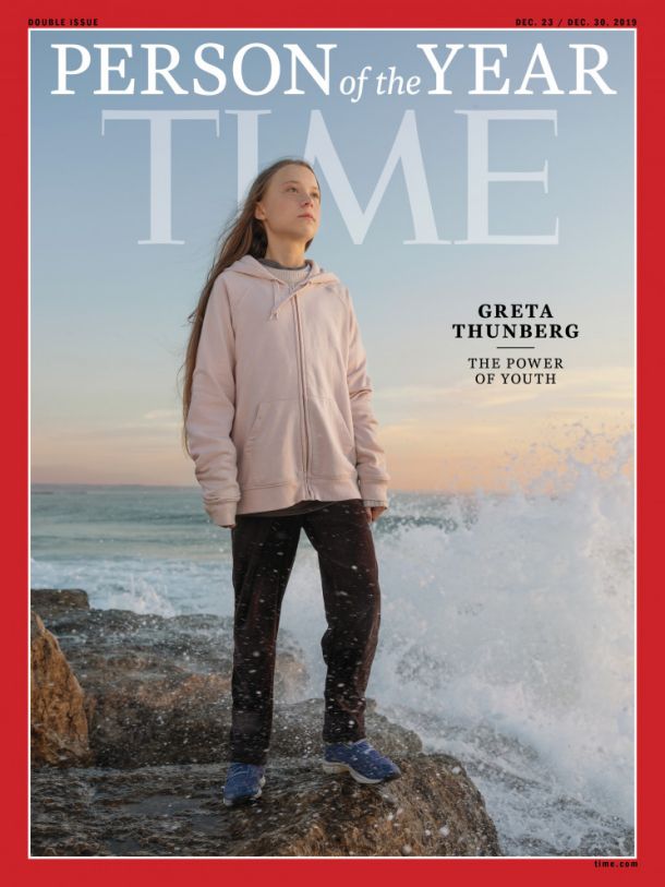 Naslovnica nove izdaje revije Time Osebnost leta: Greta Thunberg.