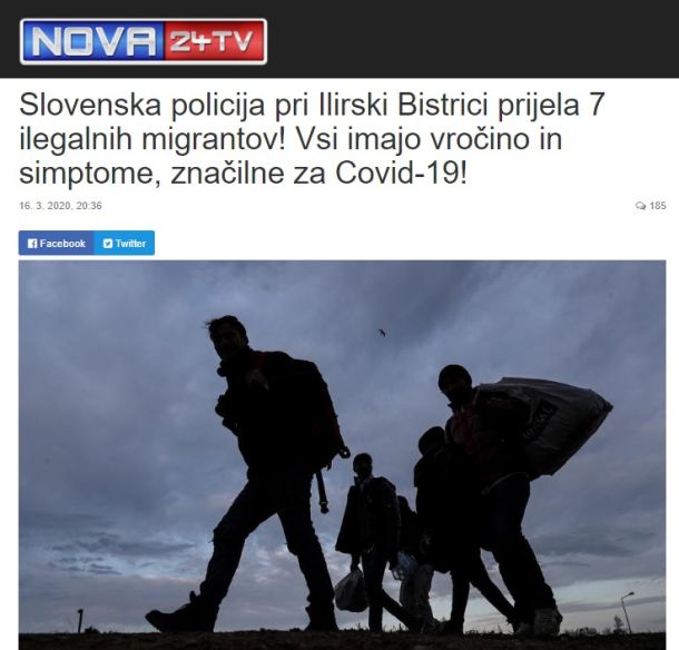 Lažna objava na portalu Nova24TV, ki je kasneje, kljub nasprotnim dokazom, niso popravili