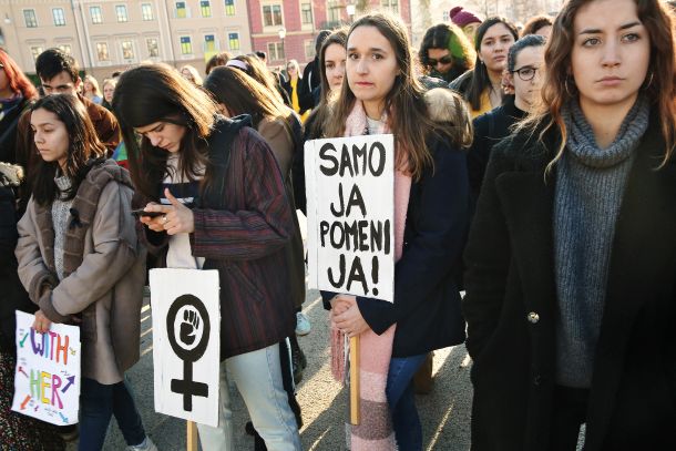 Protest proti nasilju nad ženskami v organizaciji Delovnega odbora za feminizem društva Iskra, Ljubljana, 8. marec 2020 