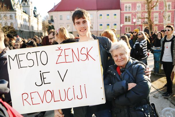 Protest proti nasilju nad ženskami v organizaciji društva Iskra, 8. marec, Ljubljana