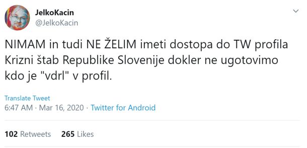 Jelko Kacin pojasnjuje objavo retvita