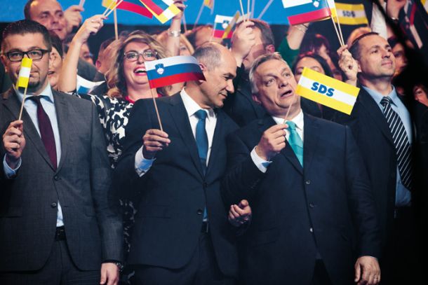 Predsednik SDS Janez Janša in madžarski premier Viktor Orban