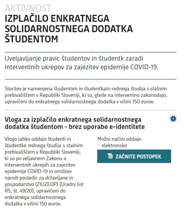 Obrazec za izplačilo enkratnega solidarnostnega dodatka študentom