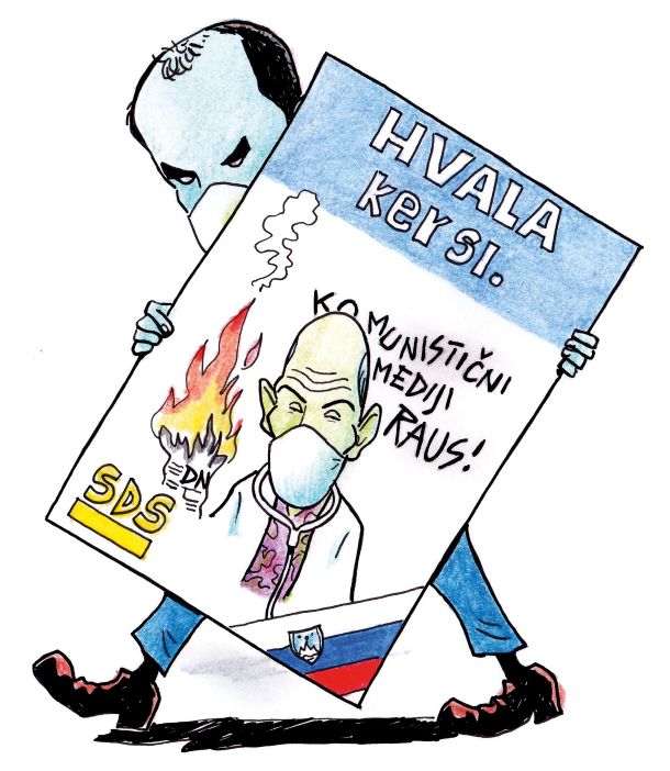 Karikatura iz zadnje kolumne Vlada Miheljaka v Mladini