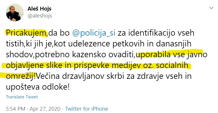 Ministrovi napotki policiji, naj pregledujejo družbena omrežja, posnetke, fotografije v medijih.