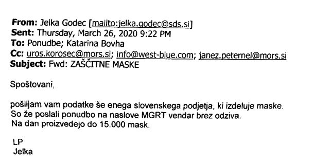 Velika večina podjetij ni prejela niti odgovorov na svoje ponudbe. Za nekatera podjetja pa je elektronska sporočila pisala državna sekretarka Jelka Godec.