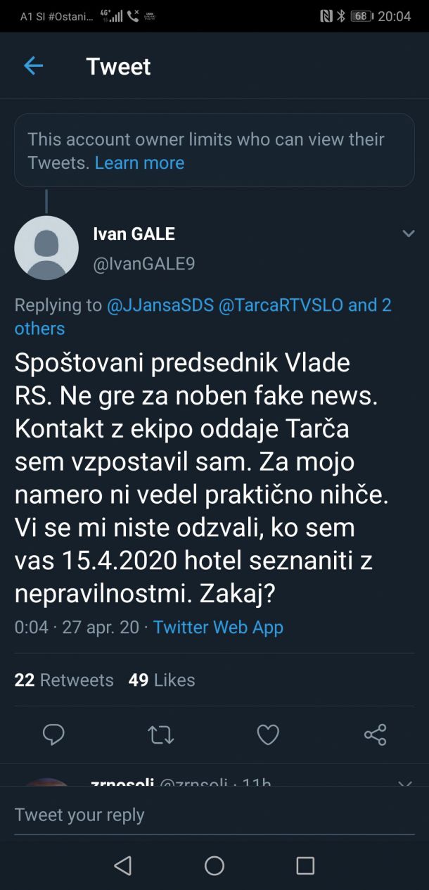 Ko je leta 2007 izbruhnila afera Patria, je Janez Janša molčal. Janša molči tudi zdaj. Odzval se ni niti na Galetovo elektronsko sporočilo, ko ga je ta želel obvestiti o nepravilnostih. 
