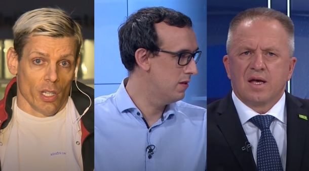 Rihard Knafelj, Ivan Gale in Zdravko Počivalšek v oddaji Tarča na TV Slovenija