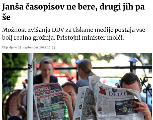 Delo leta 2012 o tem, da premier ne bere časopisov