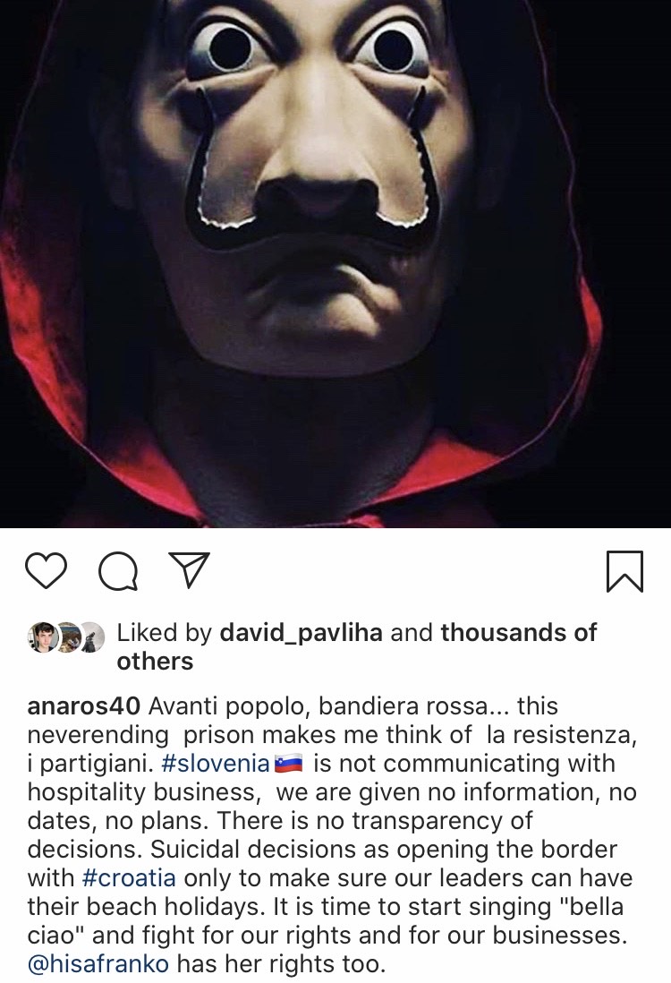 Objava Ane Roš na Instagramu