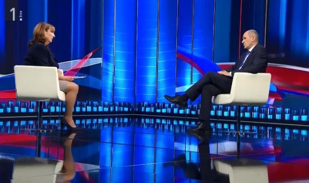 Tanja Starič in Janez Janša na TV Slovenija