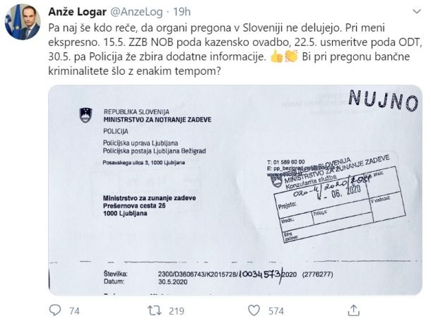 Logarjev zapis na Twitterju