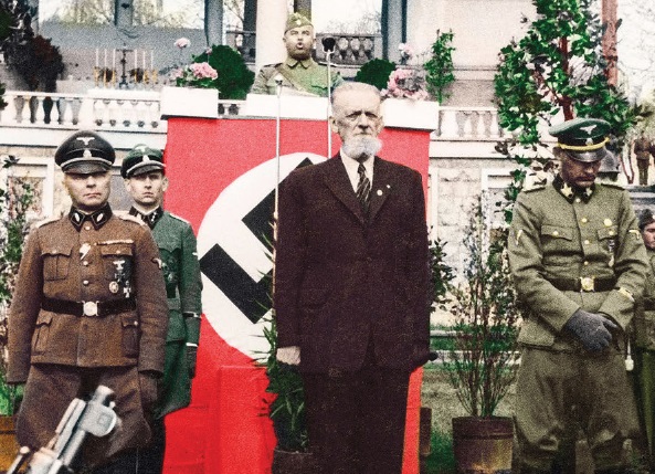 Kolaborant Leon Rupnik, domobranski general, s svojimi zavezniki, nemškimi nacističnimi okupatorji