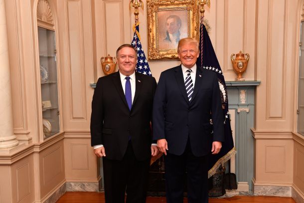 Državni sekretar Mike Pompeo in Donald Trump, predsednik ZDA