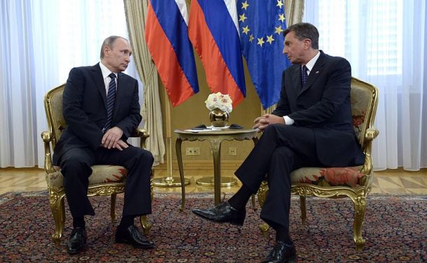 Ruski predsednik Vladimir Putin in slovenski predsednik republike Borut Pahor leta 2016 