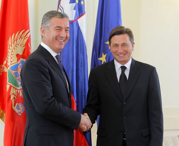 Črnogorski premier Milo Đukanović in slovenski predsednik Borut Pahor