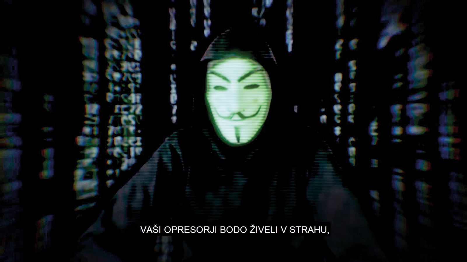 Posnetek, v katerem je hekerska skupina napovedala vojno slovenski oblasti.
