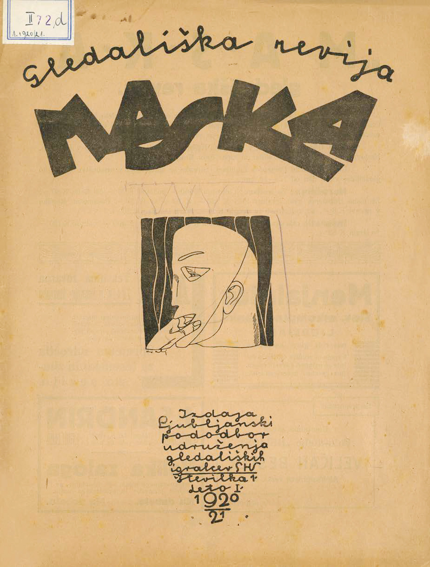 Naslovnica najstarejše Maske iz leta 1920