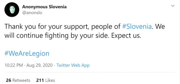 Zahvala za podporo in napoved, da bodo sledile še druge objave in razkritja.