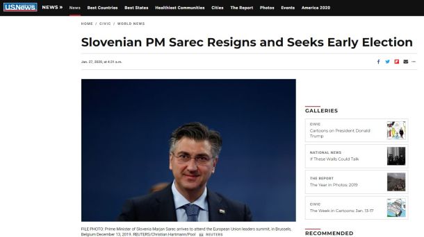 Novica o odstopu slovenskega premierja