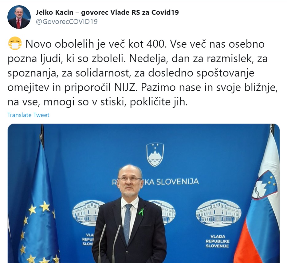 Kacin: »Vse več nas osebno pozna ljudi, ki so zboleli«