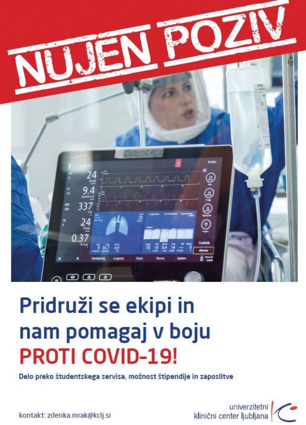 V ljubljanskem kliničnem centru nujno potrebujejo študente. A kaj, ko jih za boljše plačilo novači vlada k sebi v klicni center. 