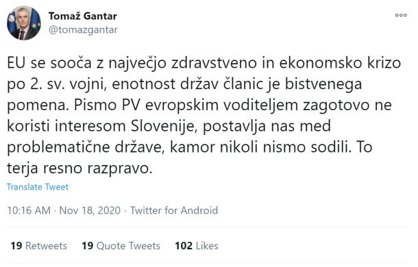 Današnji zapis ministra za zdravje RS