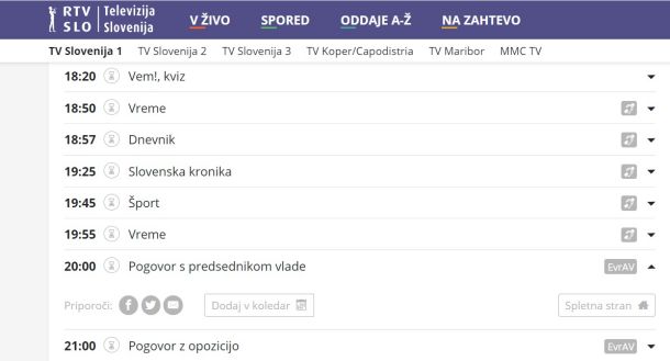 Četrtkov TV spored