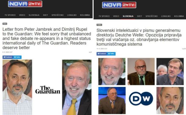 Dva primera Ruplovih in Jambrekovih intervencij v tuje medije