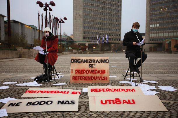 Protest proti blokadi referenduma o vojaškem proračunu, Ljubljana 