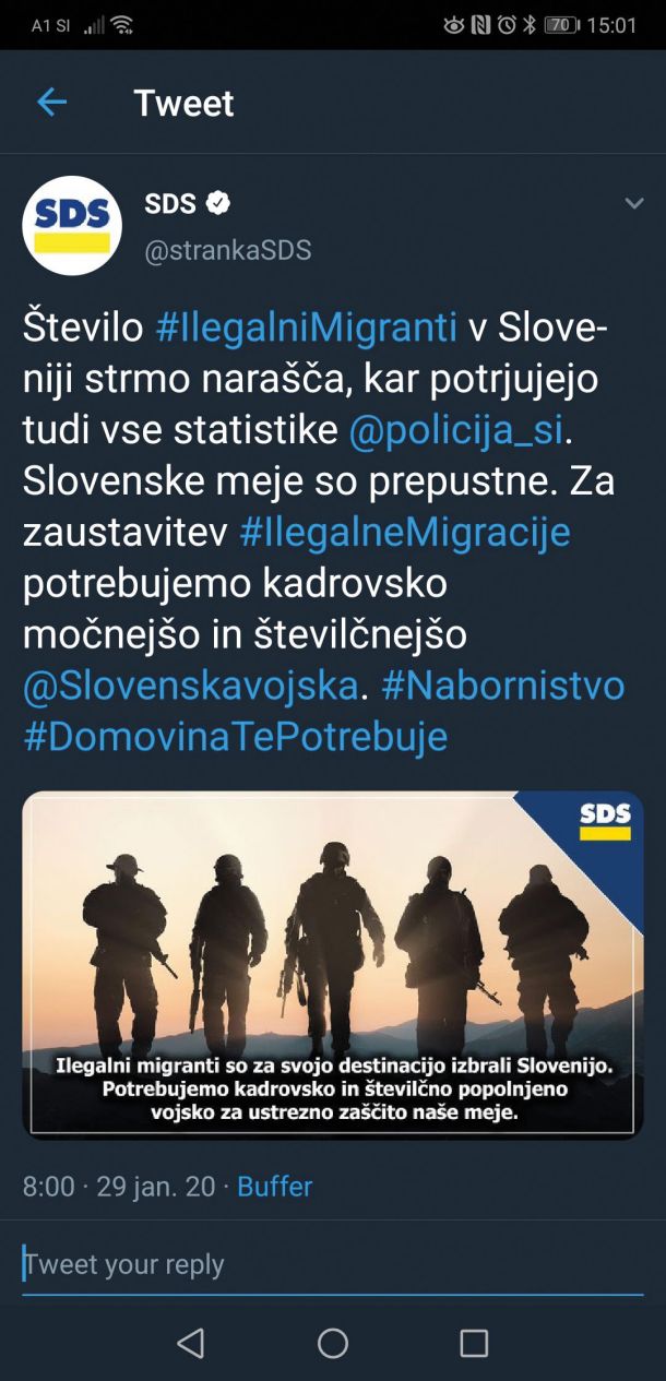 Poziv SDS prek Twitterja