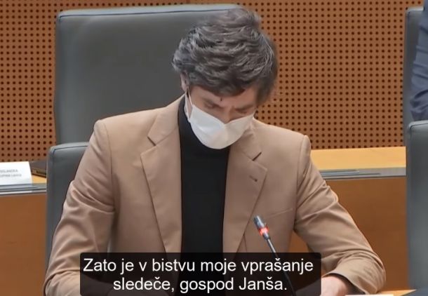 Luka Mesec v Državnem zboru med postavljanjem vprašanja predsedniku vlade