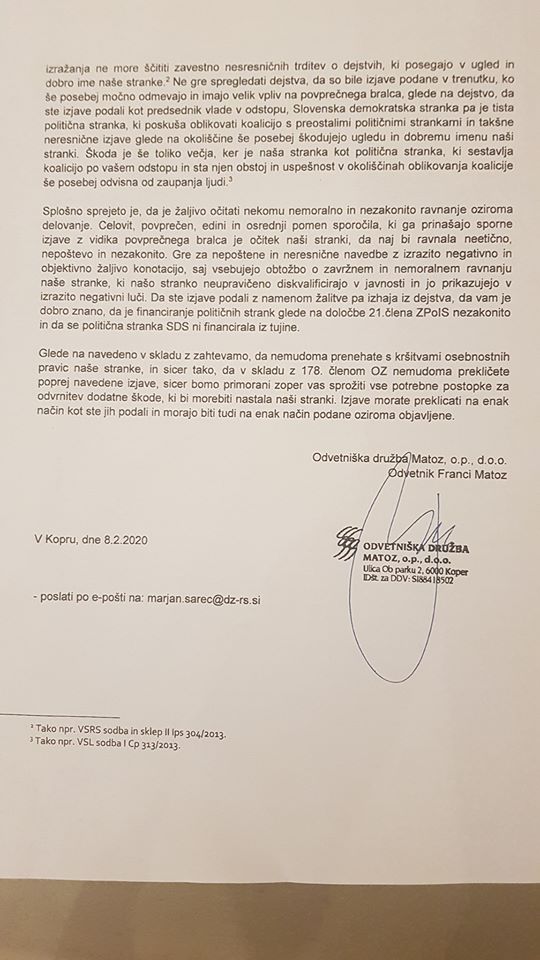 Odvetniško pismo, 2. del