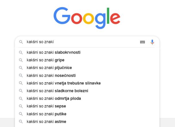 Googlati simptome bolezni ... 