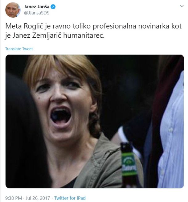Janša leta 2017 o novinarki Meti Roglič