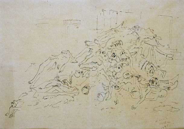 Zoran Mušič: Risba iz Dachau, 1945, iz zbirke Moderne galerije
